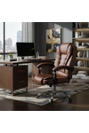 Silla De Oficina Ejecutiva Escritorio Ruedas Eco Cuero 360° MARRÓN