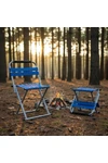 Silla Y Taburete Plegable Respaldo Acero Inox Camping Pesca Azul