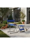 Silla Y Taburete Plegable Respaldo Acero Inox Camping Pesca Azul