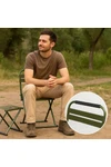 Silla Y Taburete Plegable Respaldo Acero Inox Camping Pesca Verde Musgo