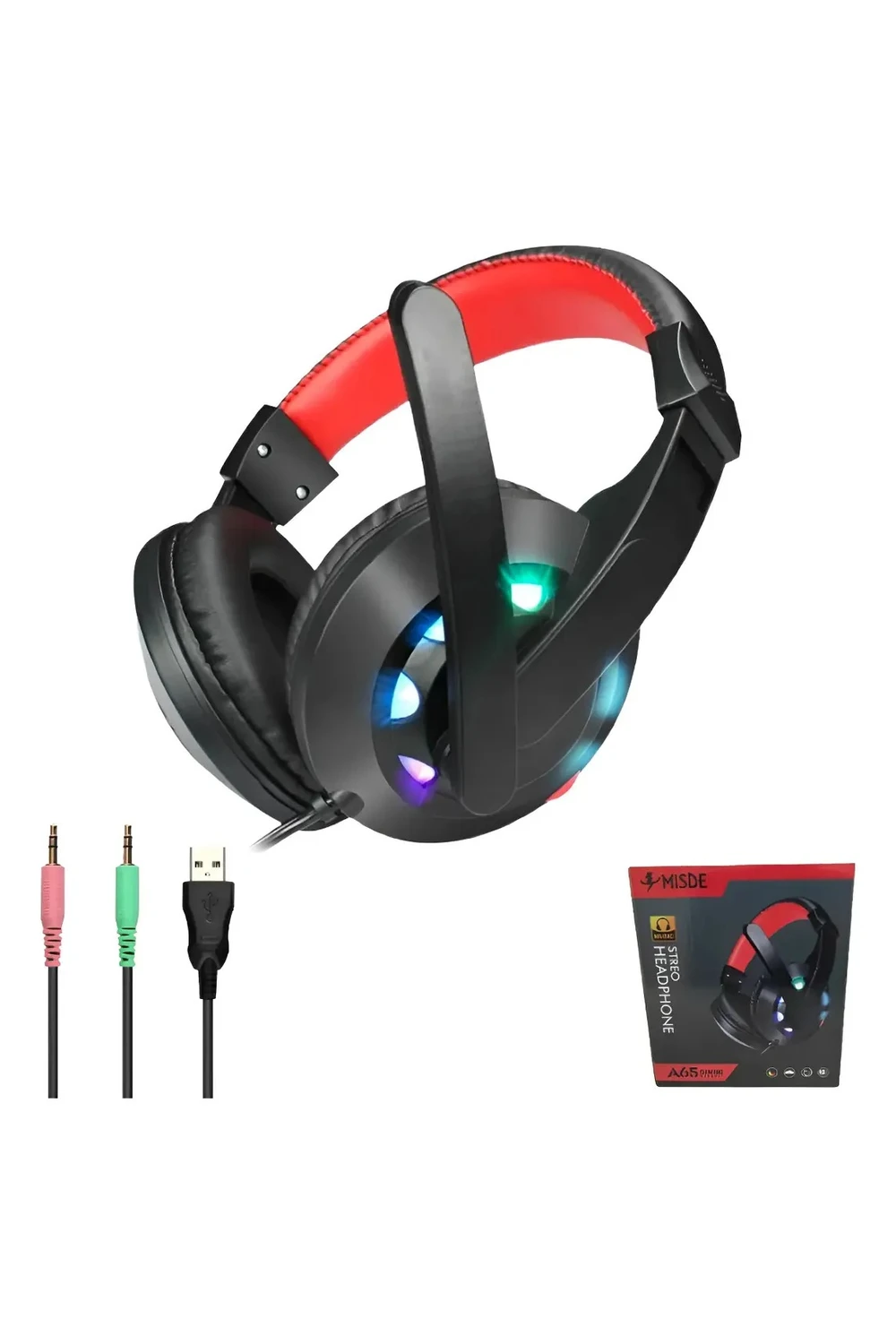 Auriculares Gamer Misde A65 Con Micrófono Y Luces Rgb Led Auriculares Gamer Misde A65 Con Micrófono Y Luces Rgb Led