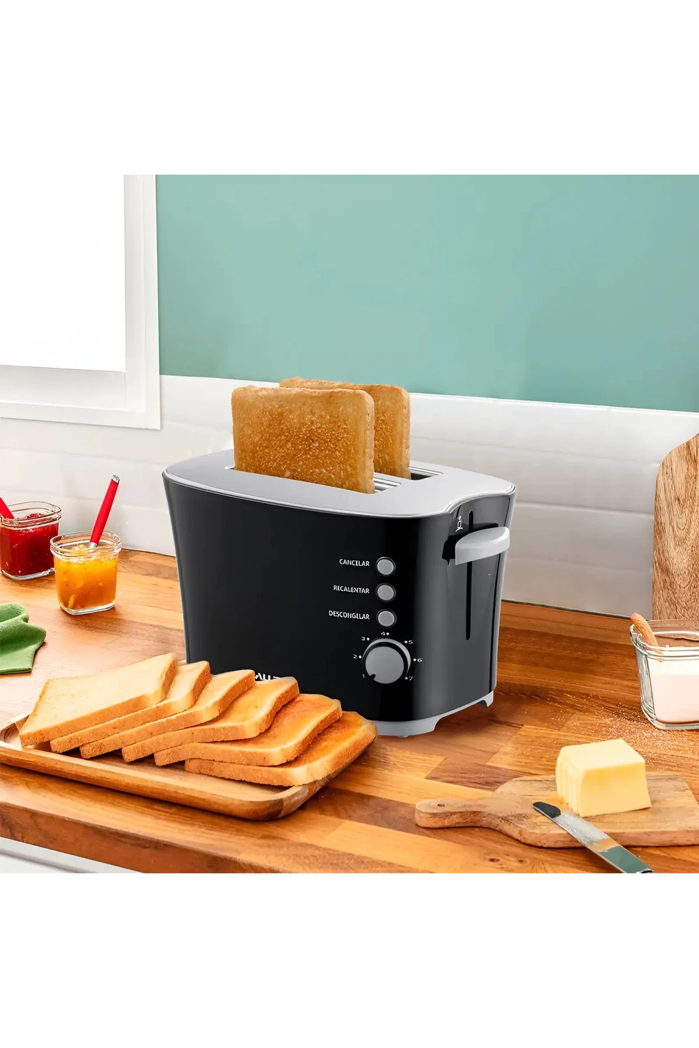 Tostadora De 2 Panes Eléctrica Allied 850w Negra Automatica Tostadora De 2 Panes Eléctrica Allied 850w Negra Automatica