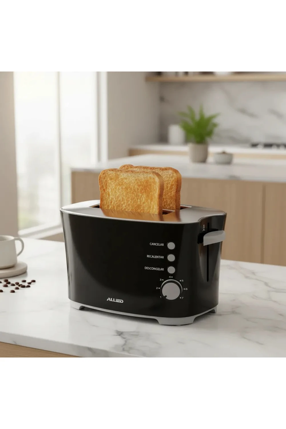 Tostadora De 2 Panes Eléctrica Allied 850w Negra Automatica Tostadora De 2 Panes Eléctrica Allied 850w Negra Automatica