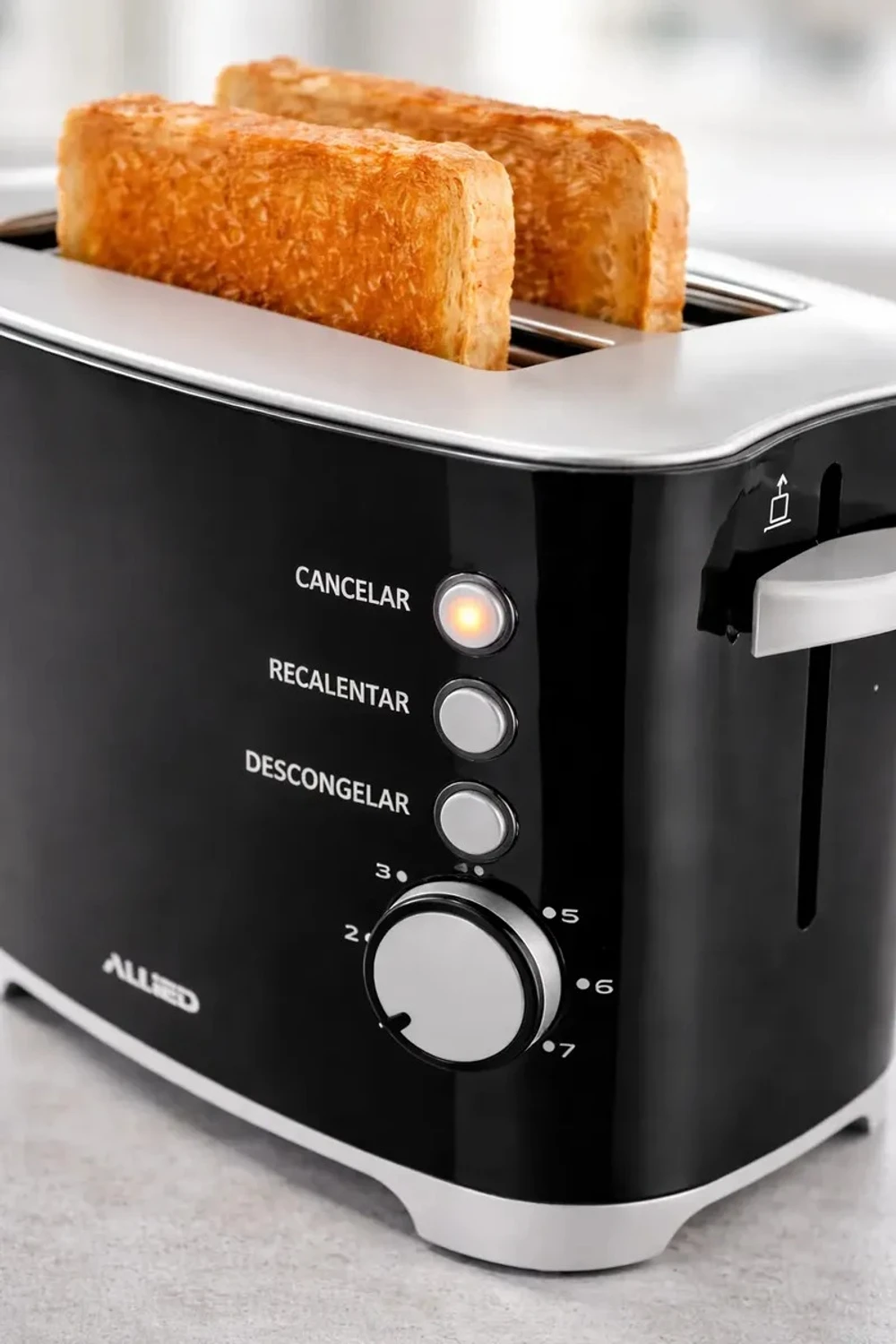 Tostadora De 2 Panes Eléctrica Allied 850w Negra Automatica Tostadora De 2 Panes Eléctrica Allied 850w Negra Automatica