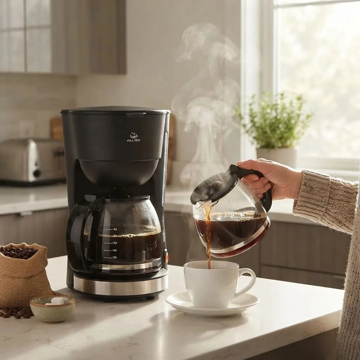 Cafetera Eléctrica Por Goteo Allied 1.25l 15 Tazas 600w Pro 