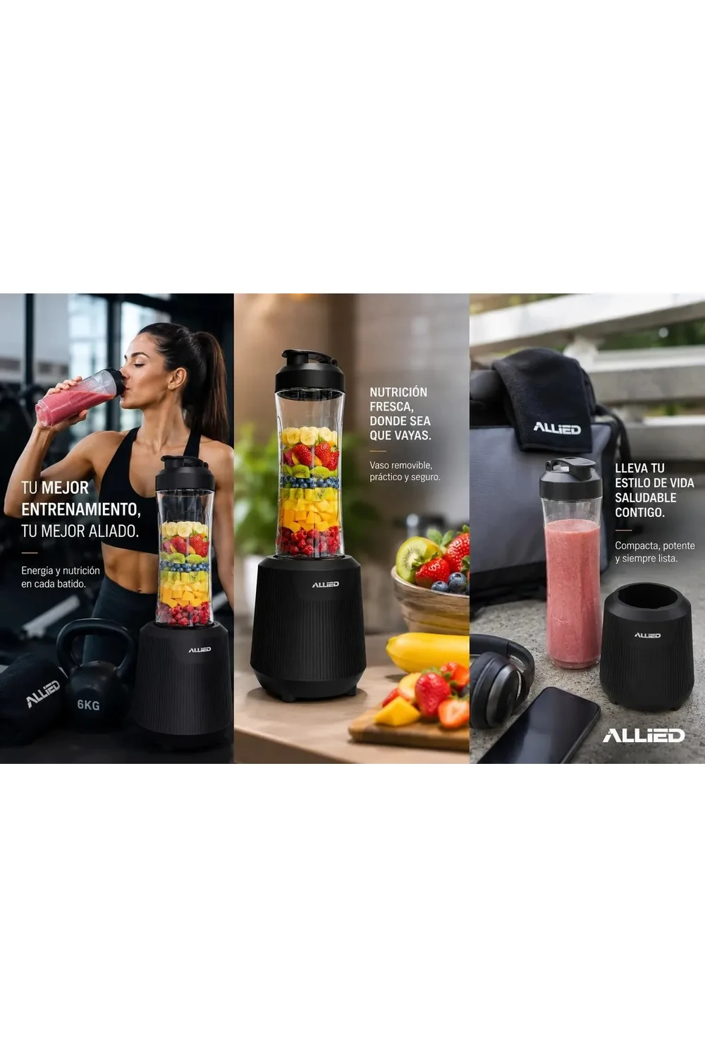 Licuadora Portatil Recargable 600 Ml Allied 400w Personal Licuadora Portatil Recargable 600 Ml Allied 400w Personal