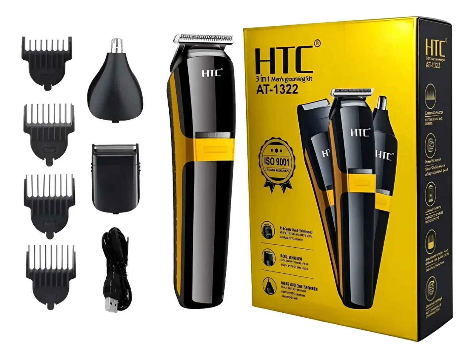 Maquina Corta Pelo Y Barba 3-1 Inalámbrica Htc + Accesorios 