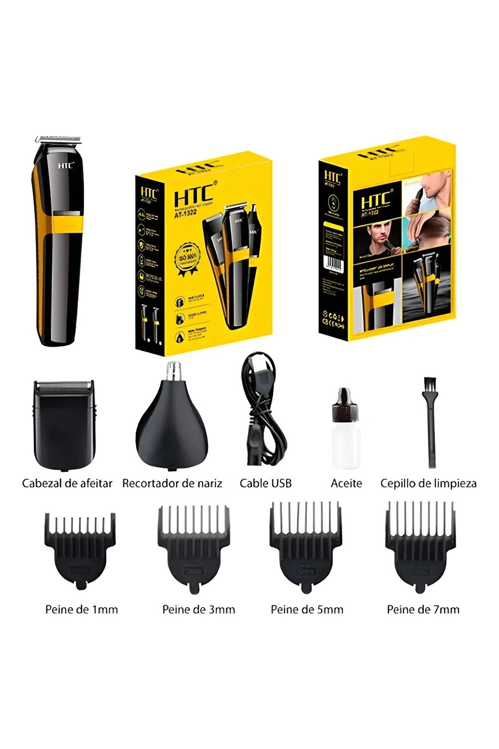 Maquina Corta Pelo Y Barba 3-1 Inalámbrica Htc + Accesorios Maquina Corta Pelo Y Barba 3-1 Inalámbrica Htc + Accesorios
