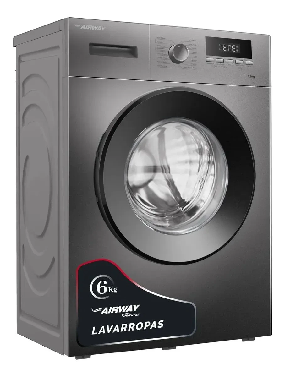 Lavarropas 6kg Airway Silver Inverter Carga Frontal 