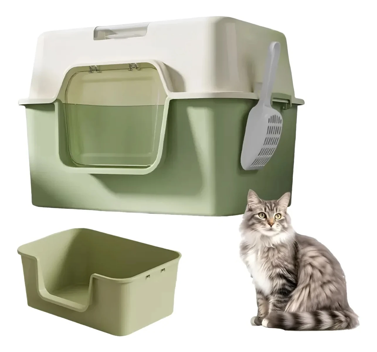 Baño Sanitario Cerrado Para Gato Grande Portatil Arena 