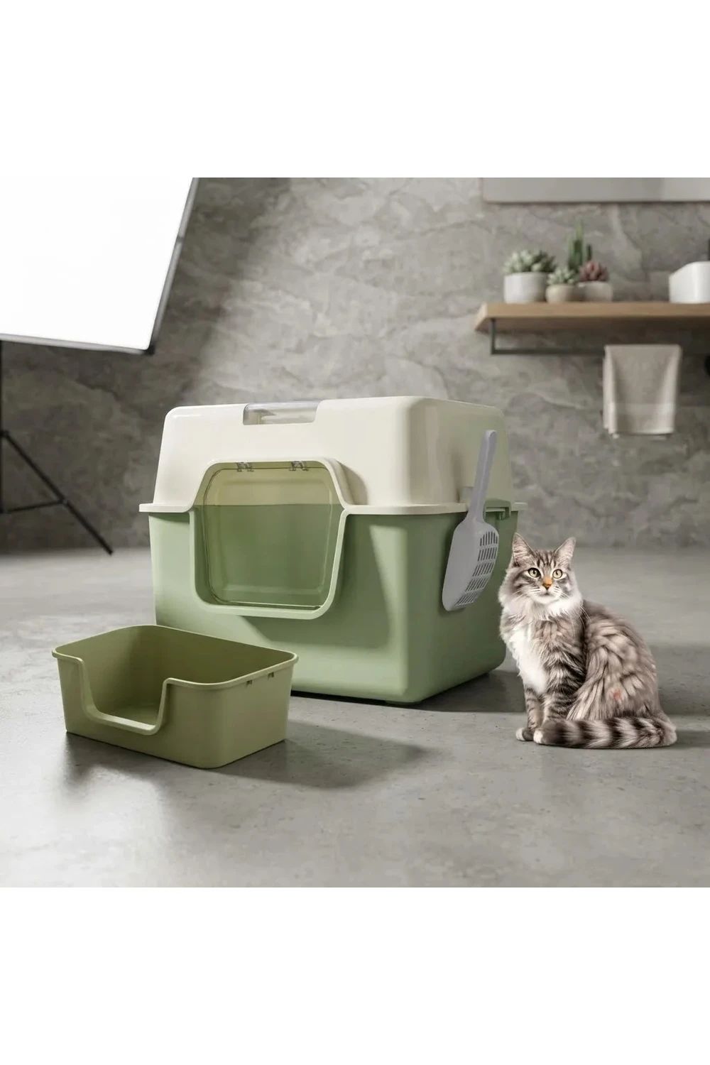 Baño Sanitario Cerrado Para Gato Grande Portatil Arena Baño Sanitario Cerrado Para Gato Grande Portatil Arena