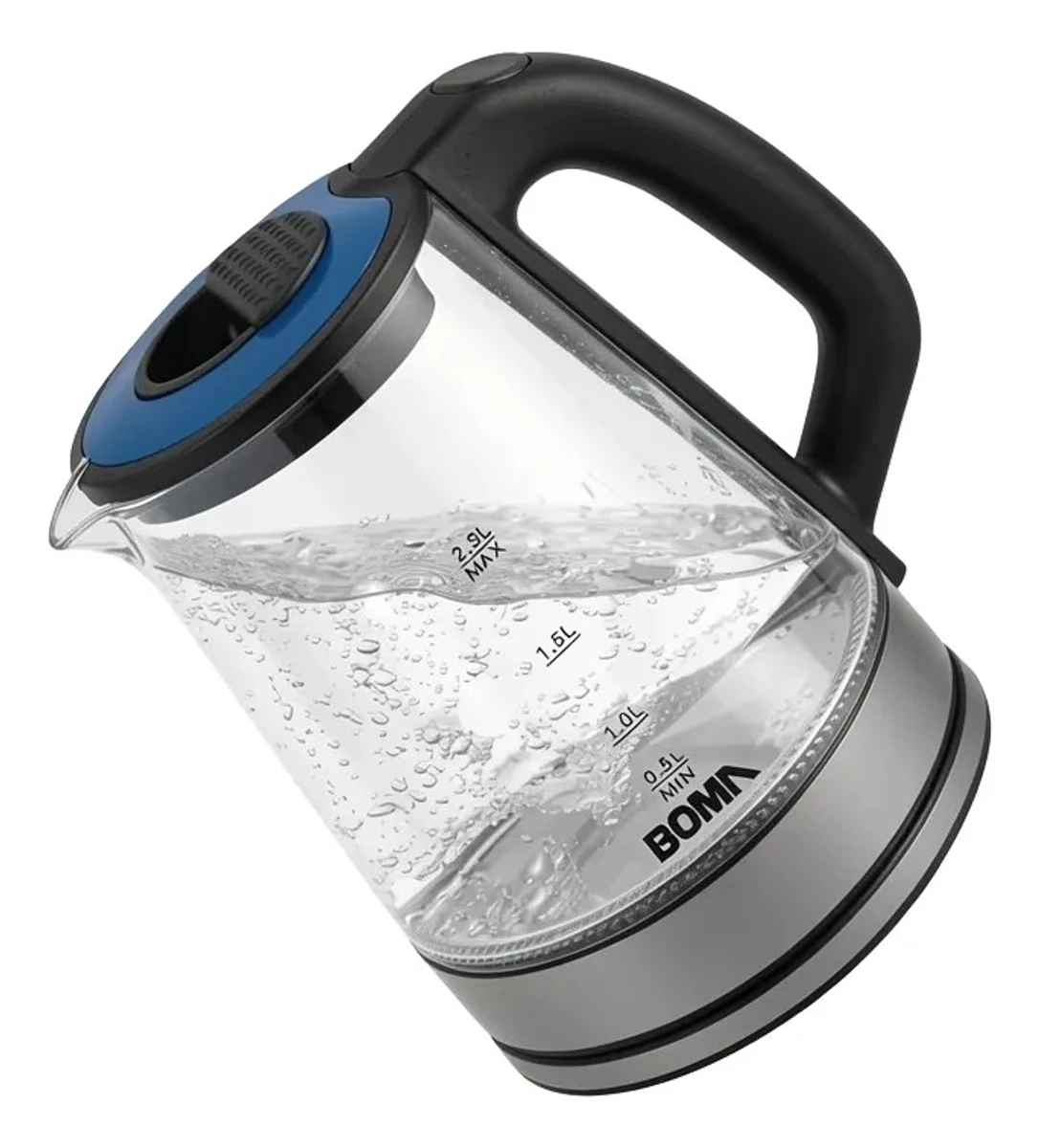 Jarra Eléctrica Boma Vidrio 2.3l Acero Inoxidable Bm-1803 