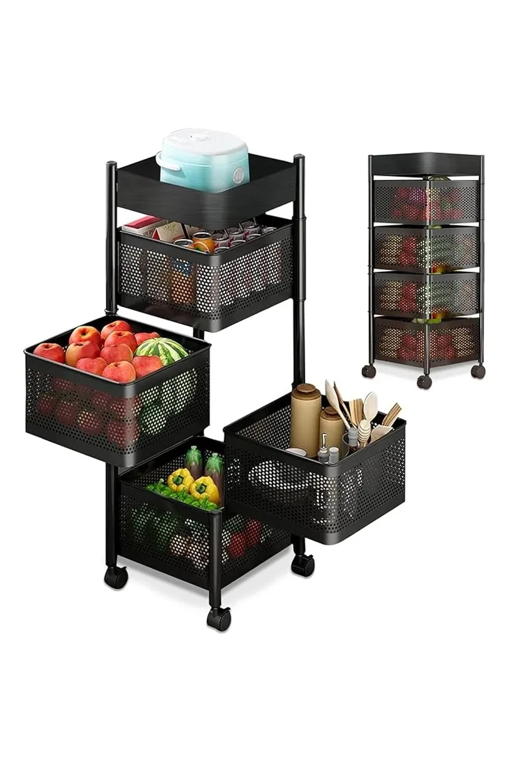 Carrito Organizador Metálico Multiuso Con Ruedas 4 Canastos Carrito Organizador Metálico Multiuso Con Ruedas 4 Canastos