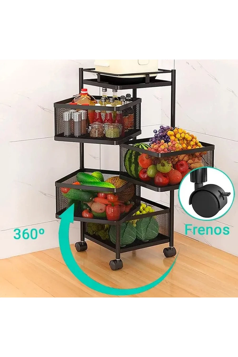 Carrito Organizador Metálico Multiuso Con Ruedas 4 Canastos Carrito Organizador Metálico Multiuso Con Ruedas 4 Canastos