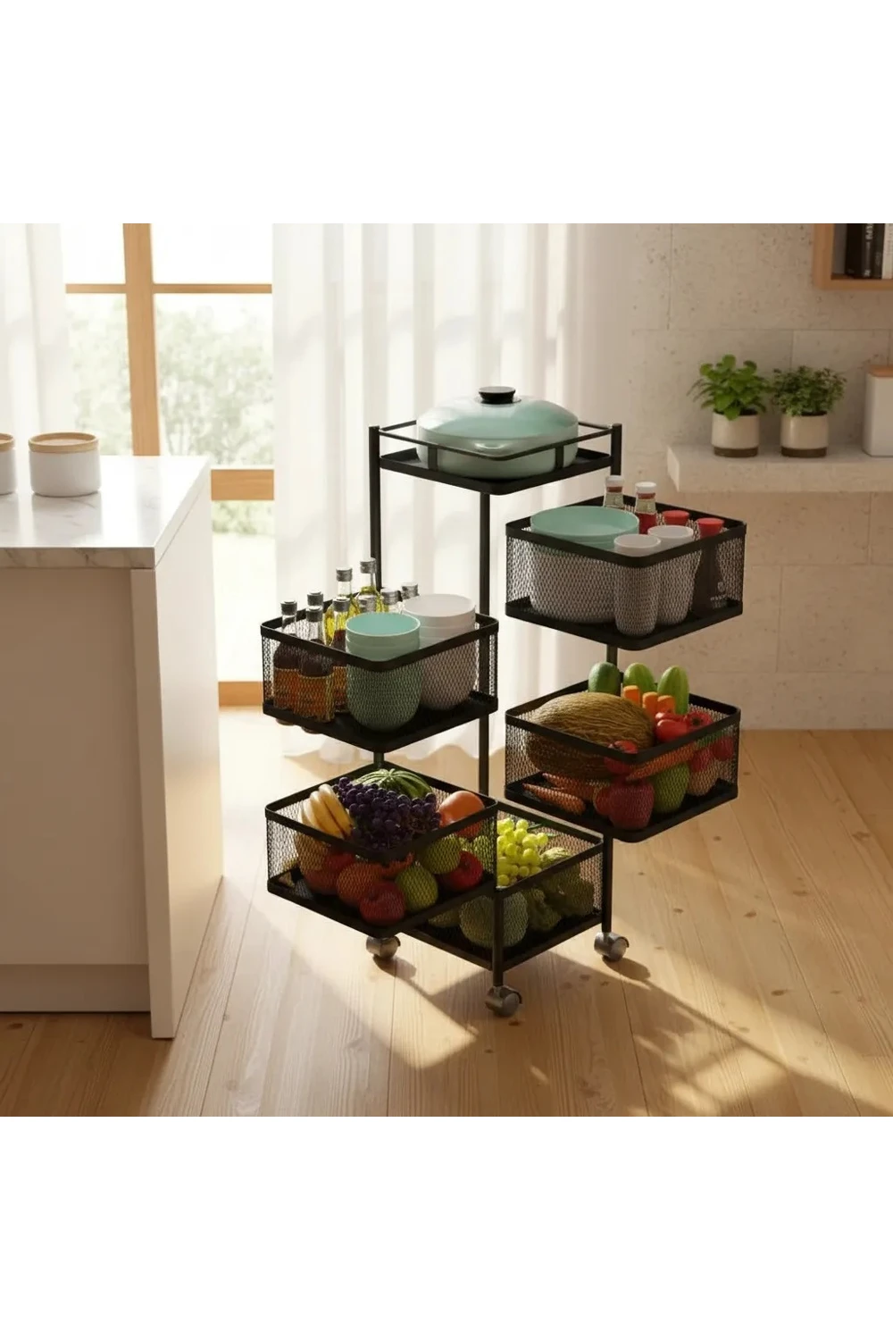 Carrito Organizador Metálico Cocina 5 Canastos Con Ruedas Carrito Organizador Metálico Cocina 5 Canastos Con Ruedas