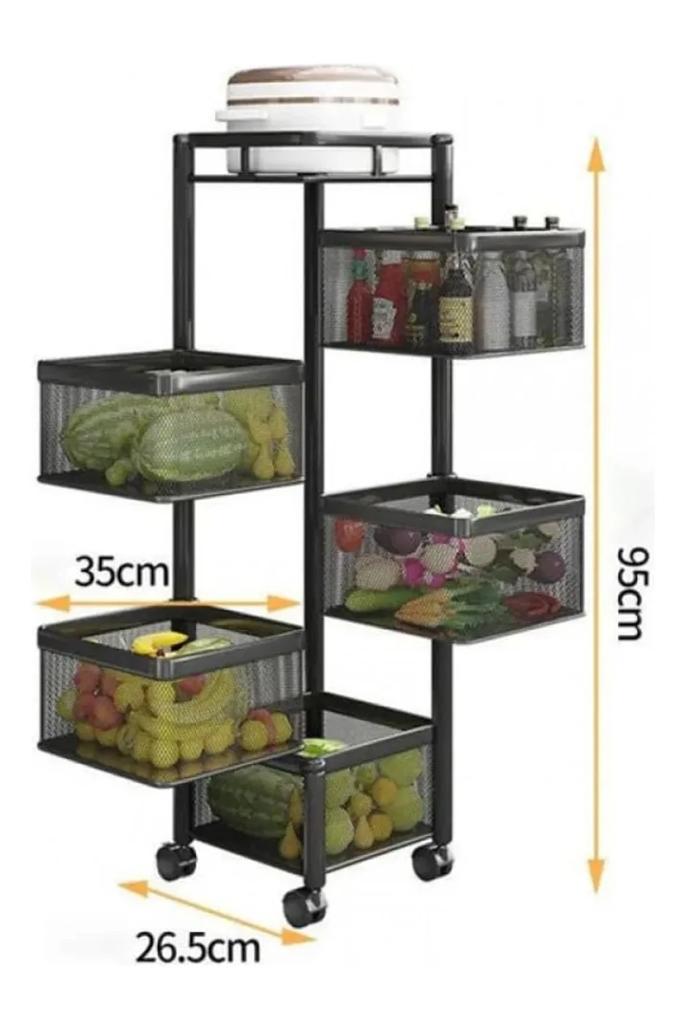 Carrito Organizador Metálico Cocina 5 Canastos Con Ruedas Carrito Organizador Metálico Cocina 5 Canastos Con Ruedas