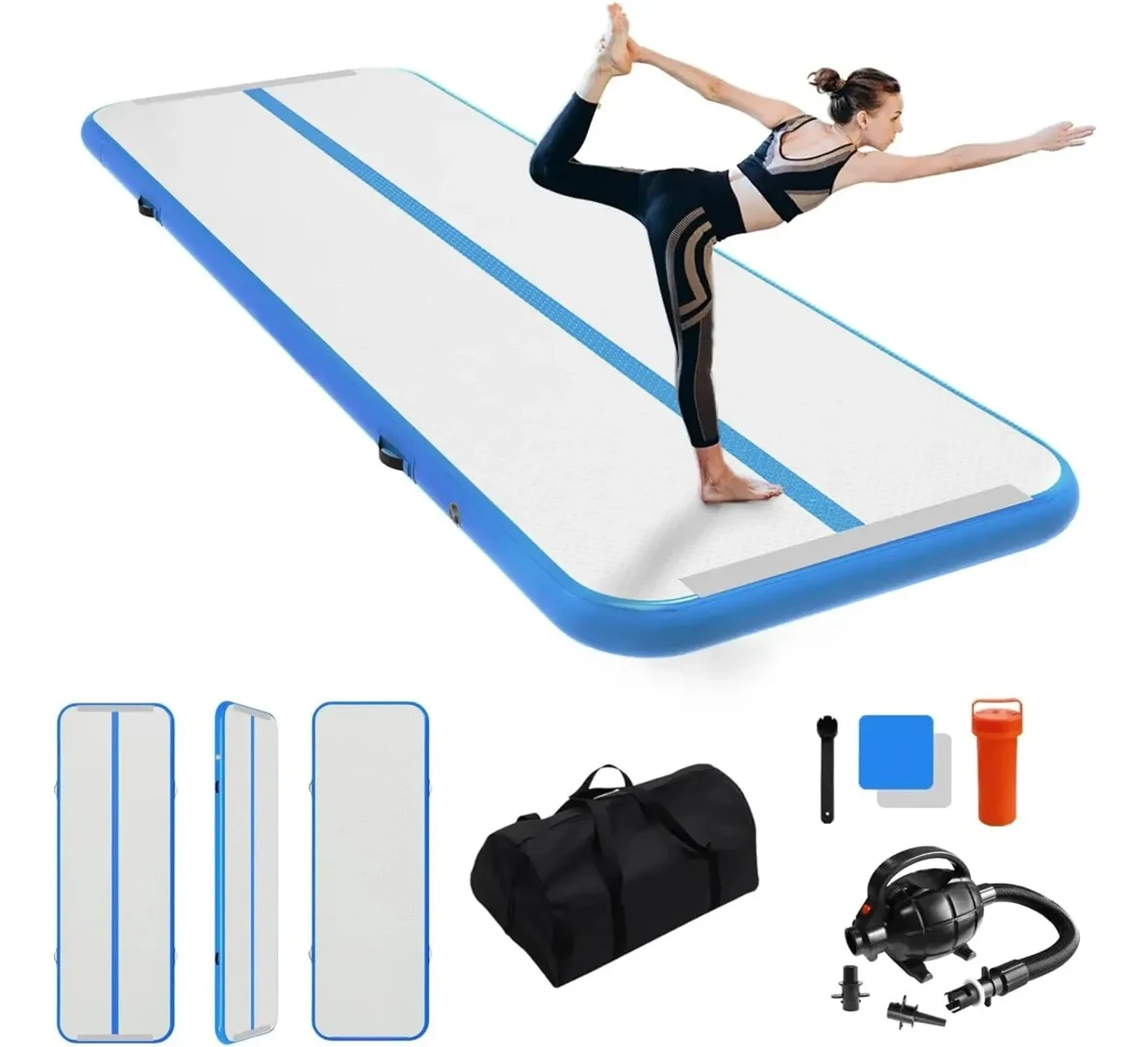 Colchoneta Inflable Gimnasia Artística 3x1 Inflador Electric 