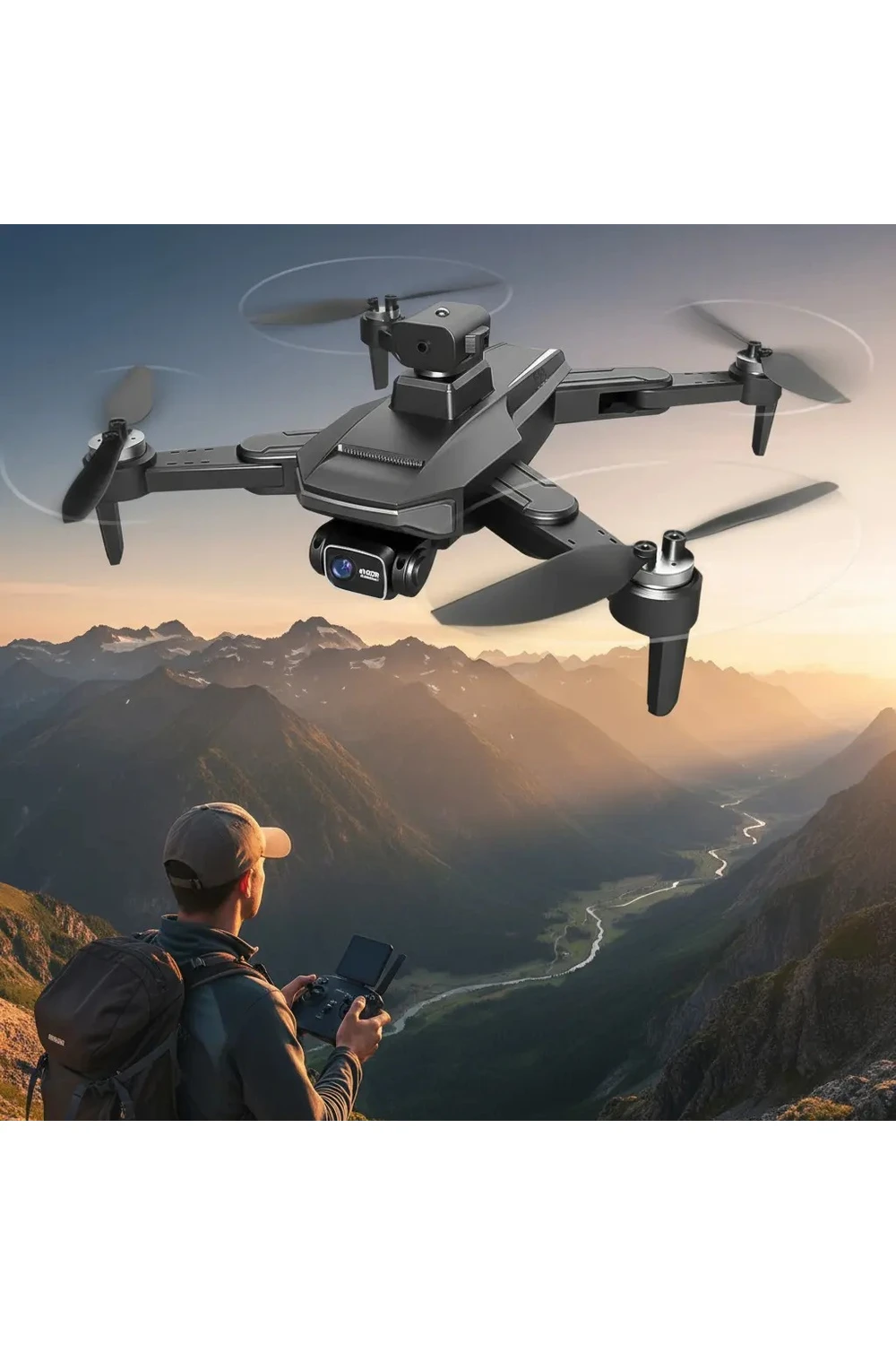Drone Profesional C/ 2 Cámaras 1080p Hd + Control Y Estuche Drone Profesional C/ 2 Cámaras 1080p Hd + Control Y Estuche