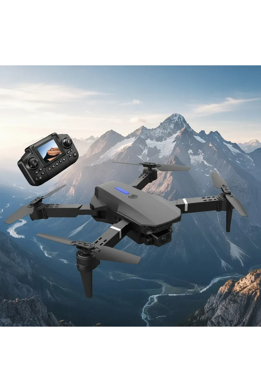 Drone E88 Pro 1080p Cámara Hd Profesional Plegable Rotación 360 Negro