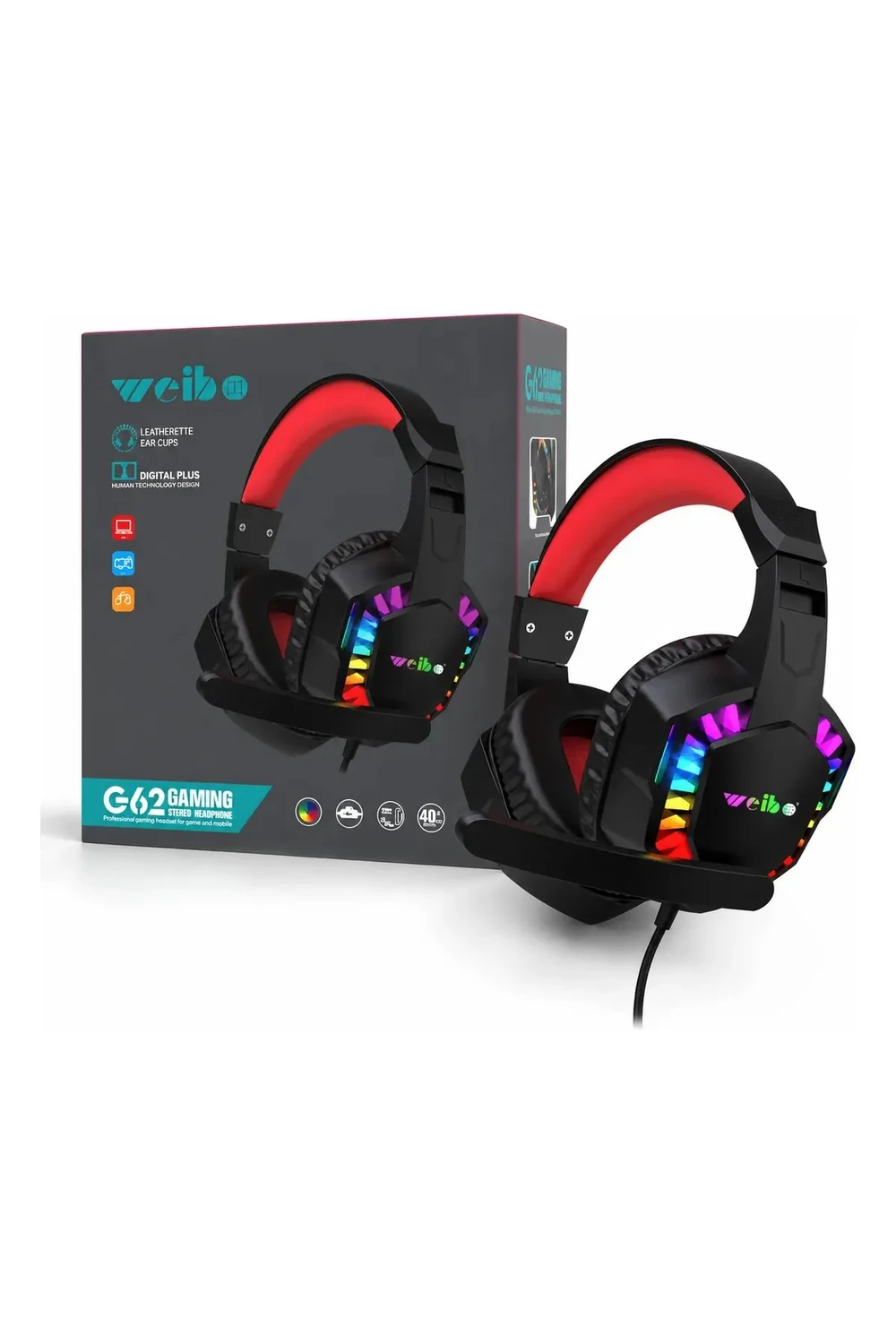 Auriculares Gamer Weibo G62 Led Rgb Over-ear 1 Par Pc Pro Auriculares Gamer Weibo G62 Led Rgb Over-ear 1 Par Pc Pro