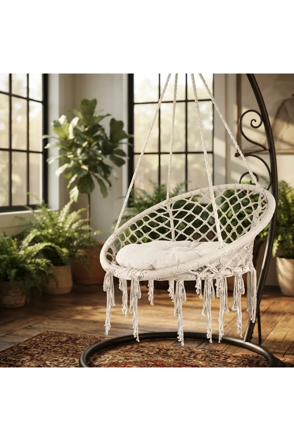 Hamaca Silla Colgante 120cm X 80cm Reforzada Tejida Portatil Hamaca Silla Colgante 120cm X 80cm Reforzada Tejida Portatil