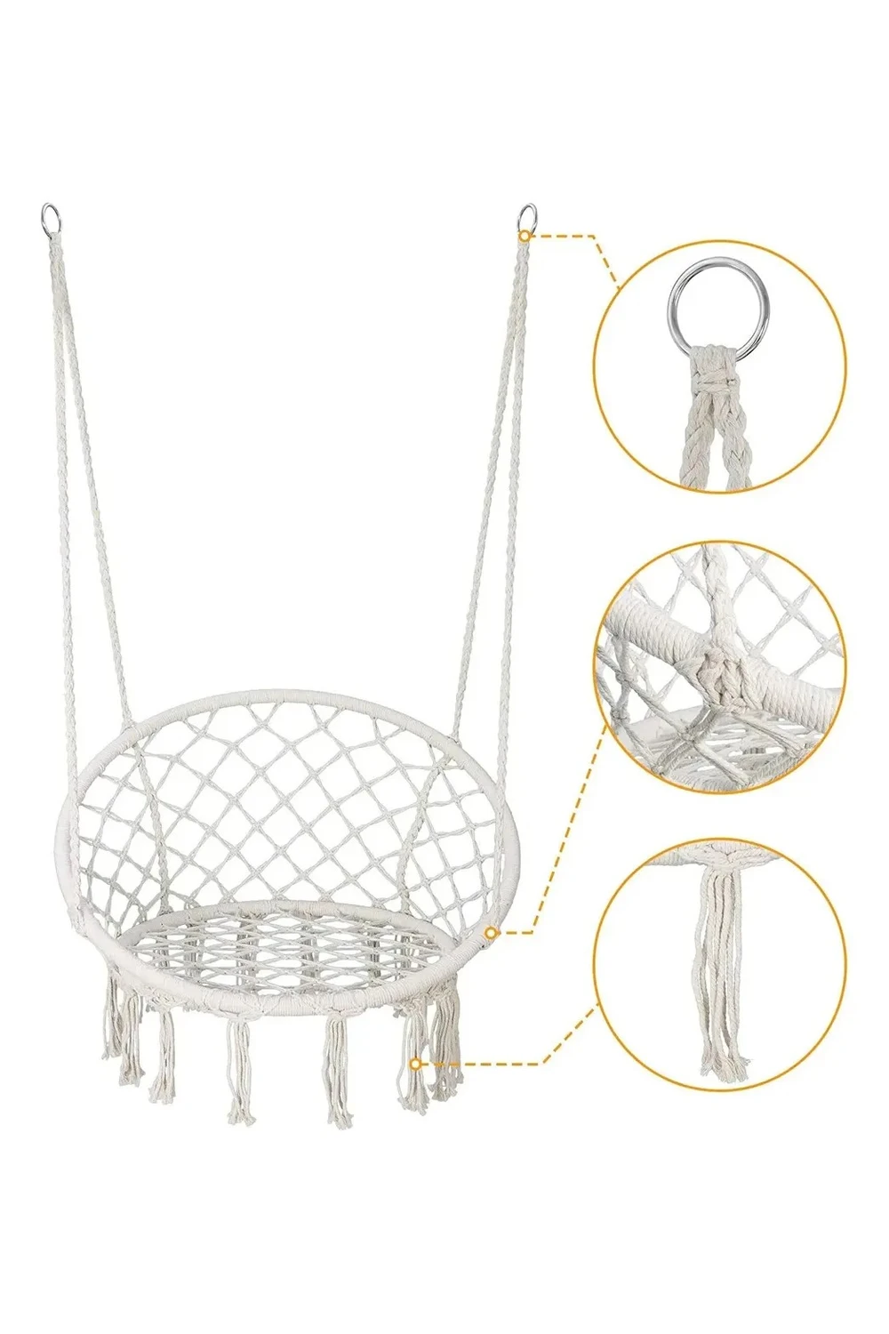 Hamaca Silla Colgante 120cm X 80cm Reforzada Tejida Portatil Hamaca Silla Colgante 120cm X 80cm Reforzada Tejida Portatil
