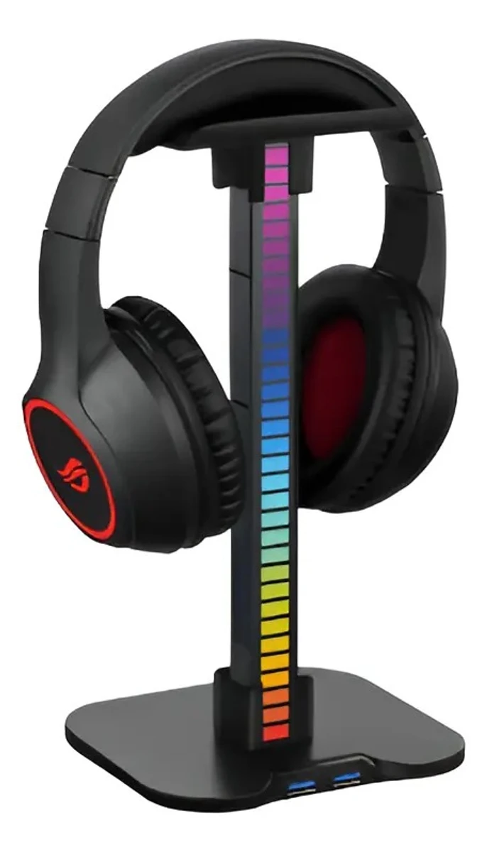 Soporte Para Auriculares Gamer Rgb Con 2 Puertos Usb Y Base 