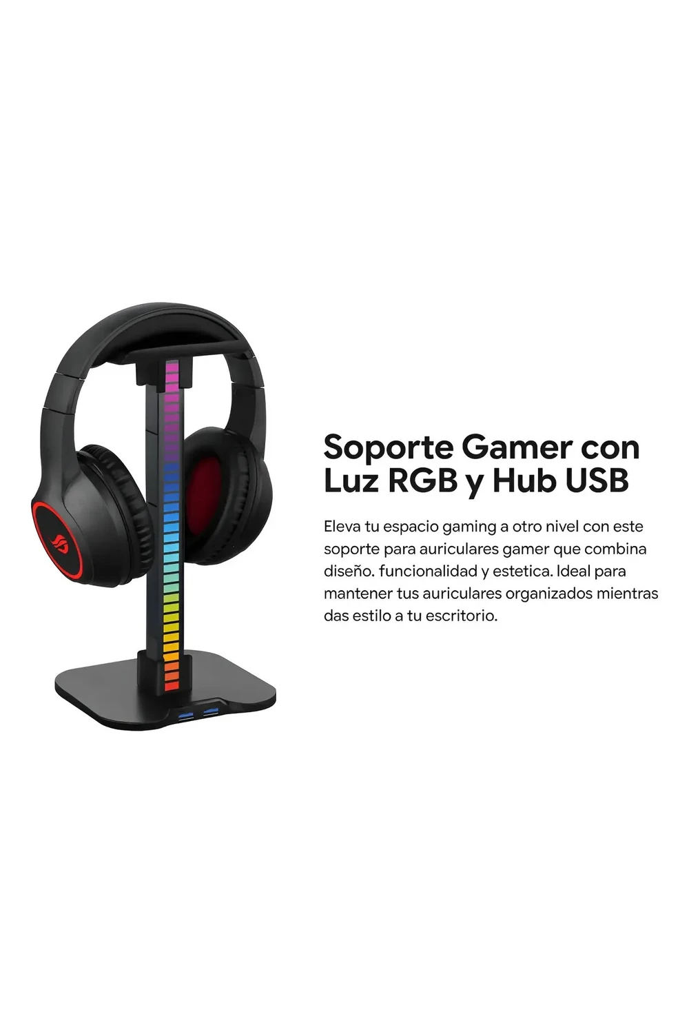 Soporte Para Auriculares Gamer Rgb Con 2 Puertos Usb Y Base Soporte Para Auriculares Gamer Rgb Con 2 Puertos Usb Y Base