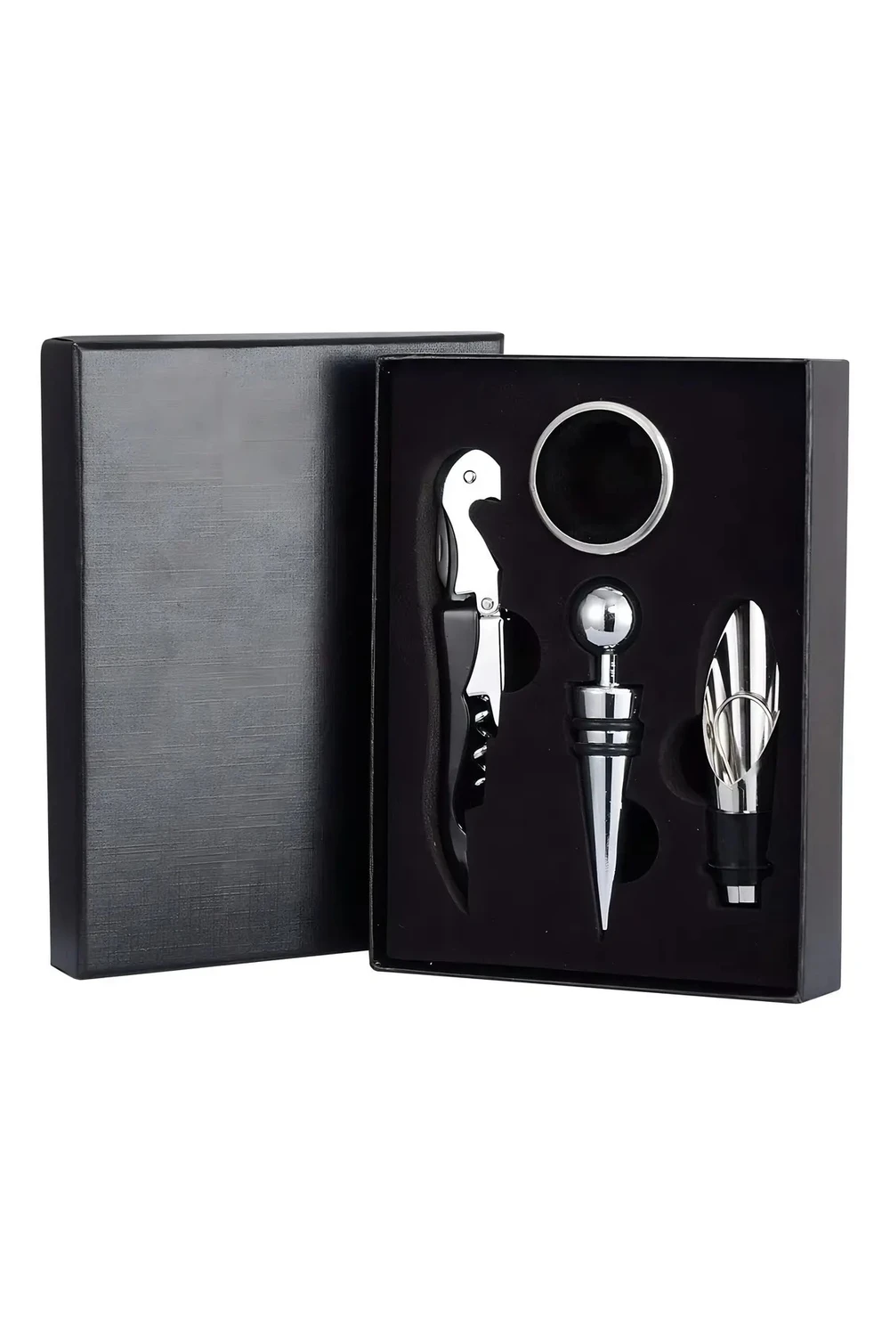Set de Vino Tonglin HJTZ-006-4h 4 Piezas con Estuche Sacacorchos Aireador Tapón Set de Vino Tonglin HJTZ-006-4h 4 Piezas con Estuche Sacacorchos Aireador Tapón