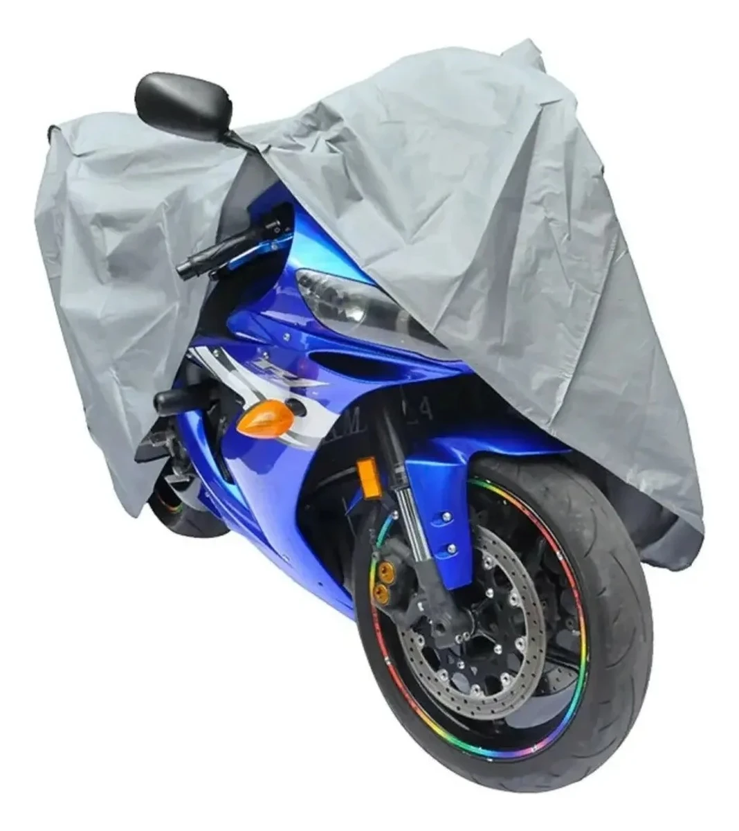 Cubre Moto Impermeable Grande Funda Protectora Cuatri Gris 