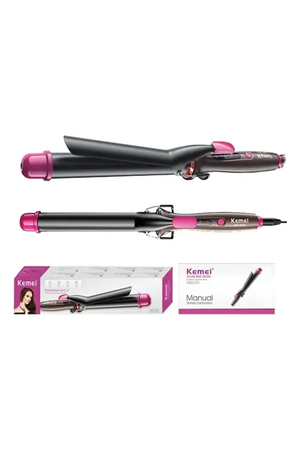 Rizador Buclera Profesional Kemei KM-2828 Cerámica 40mm Negro Rizador Buclera Profesional Kemei KM-2828 Cerámica 40mm Negro