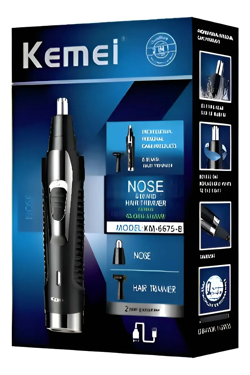 Recortador Nasal Ceja Orejas 3 En 1 Kemei Km-6675b Portatil 