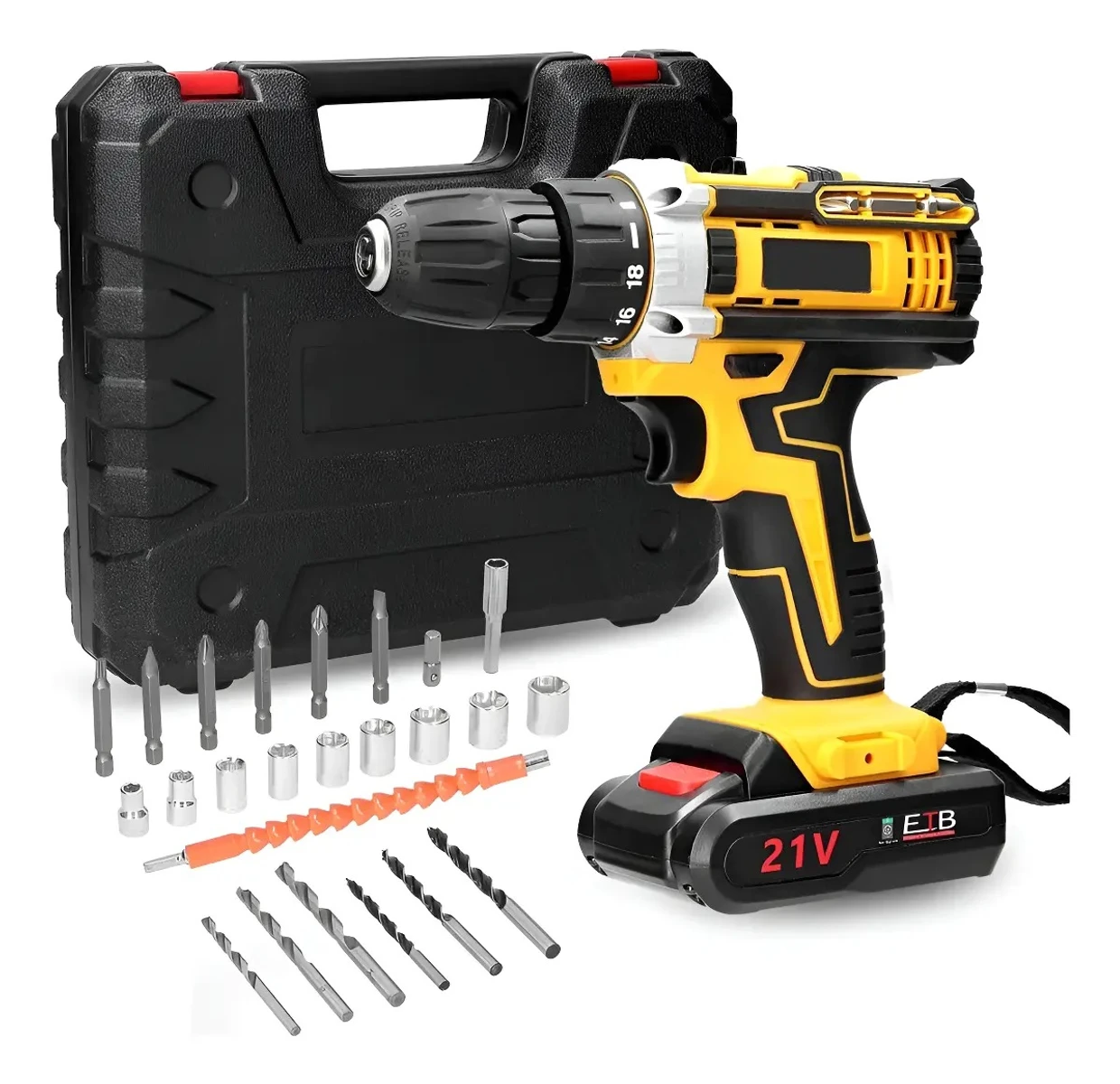 Taladro Atornillador Inalámbrico Percutor 21v Profesional 