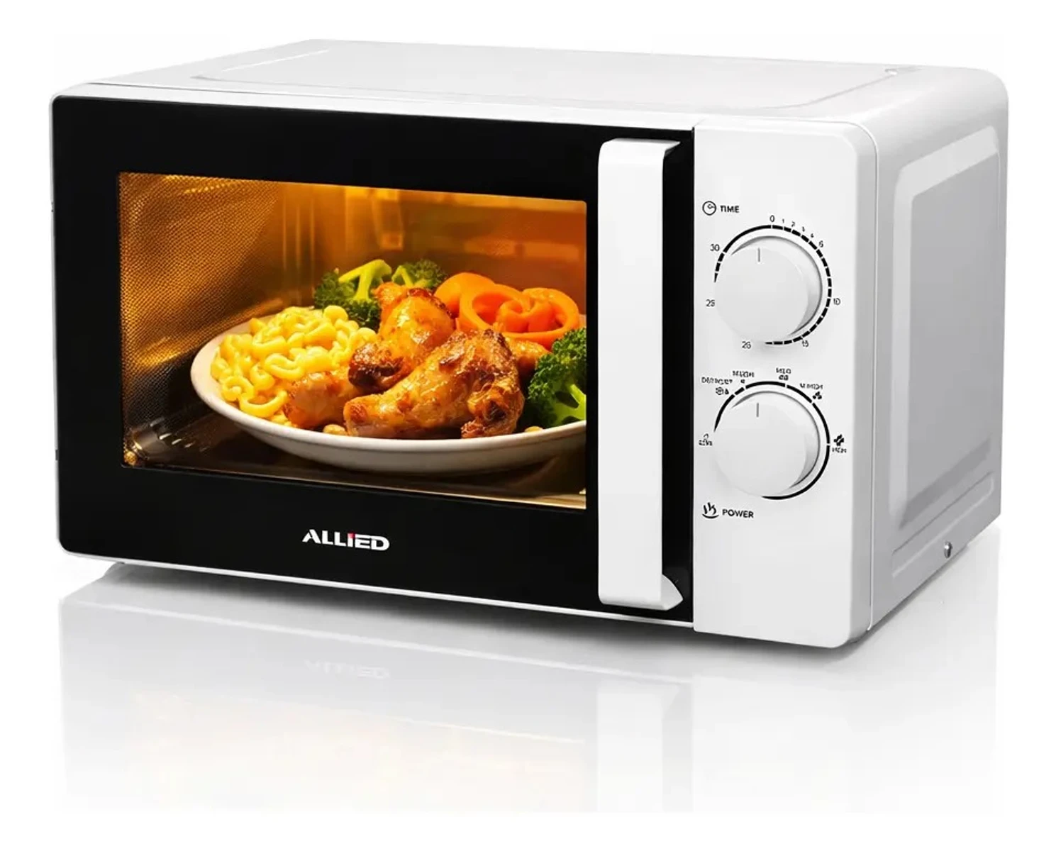 Microondas Allied 20l 700w Blanco Compacto Con 6 Niveles Potencia 