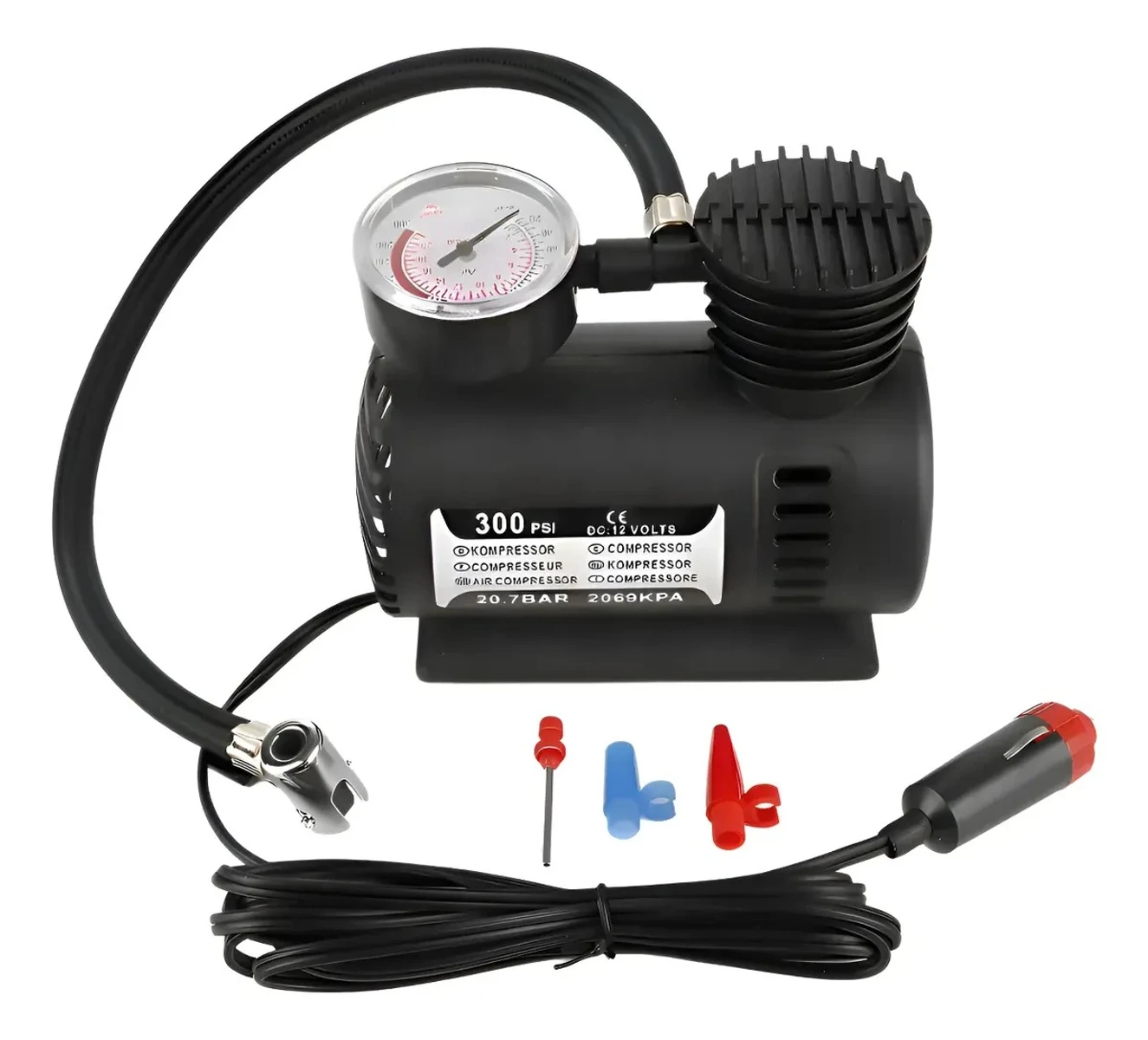 Mini Compresor Inflador Aire 12v Eléctrico + Manómetro Auto 