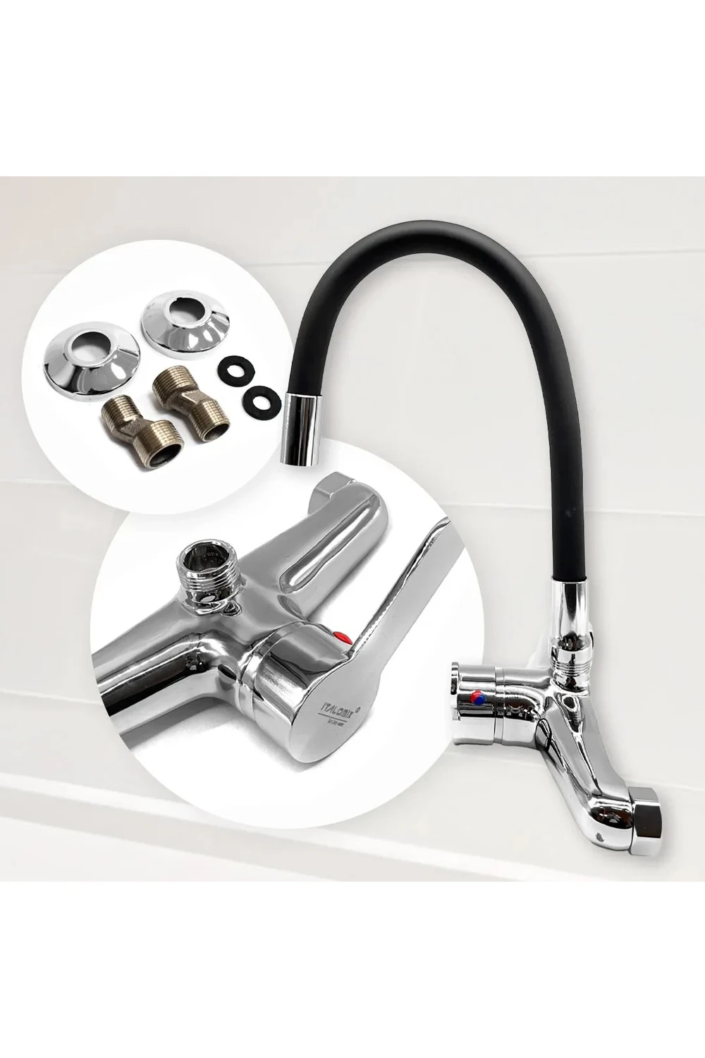 Canilla Monocomando Cocina Pared 20 Cm Flexible Combinado Canilla Monocomando Cocina Pared 20 Cm Flexible Combinado