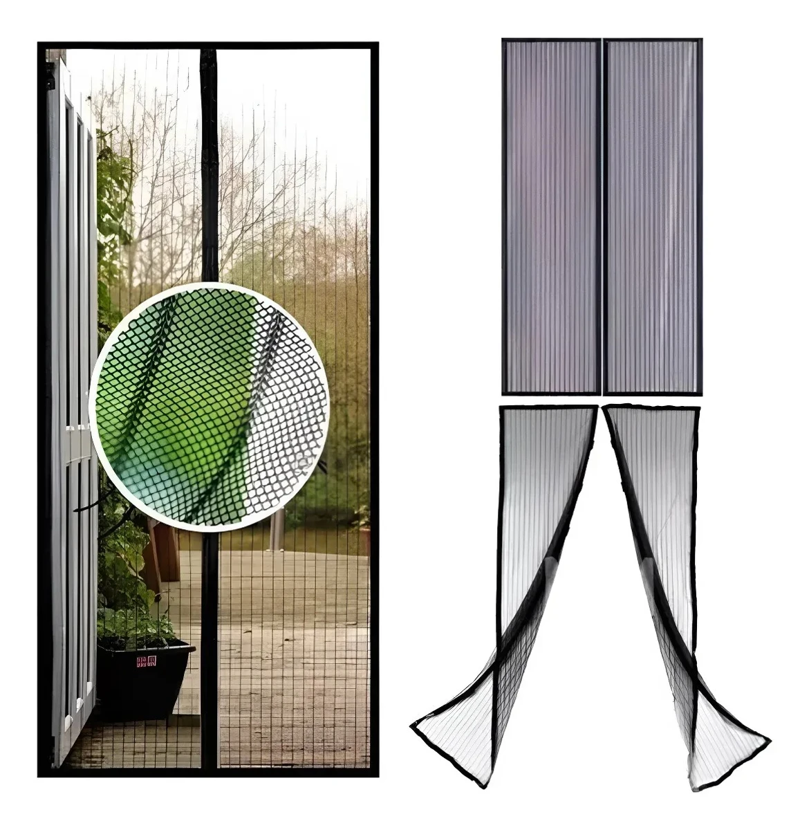 Mosquitero Magnético Para Puertas Anti Insectos 2.05 M Negro 