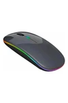 Mouse Inalámbrico Recargable Bluetooth Led Rgb Pc Tablet GRIS OSCURO