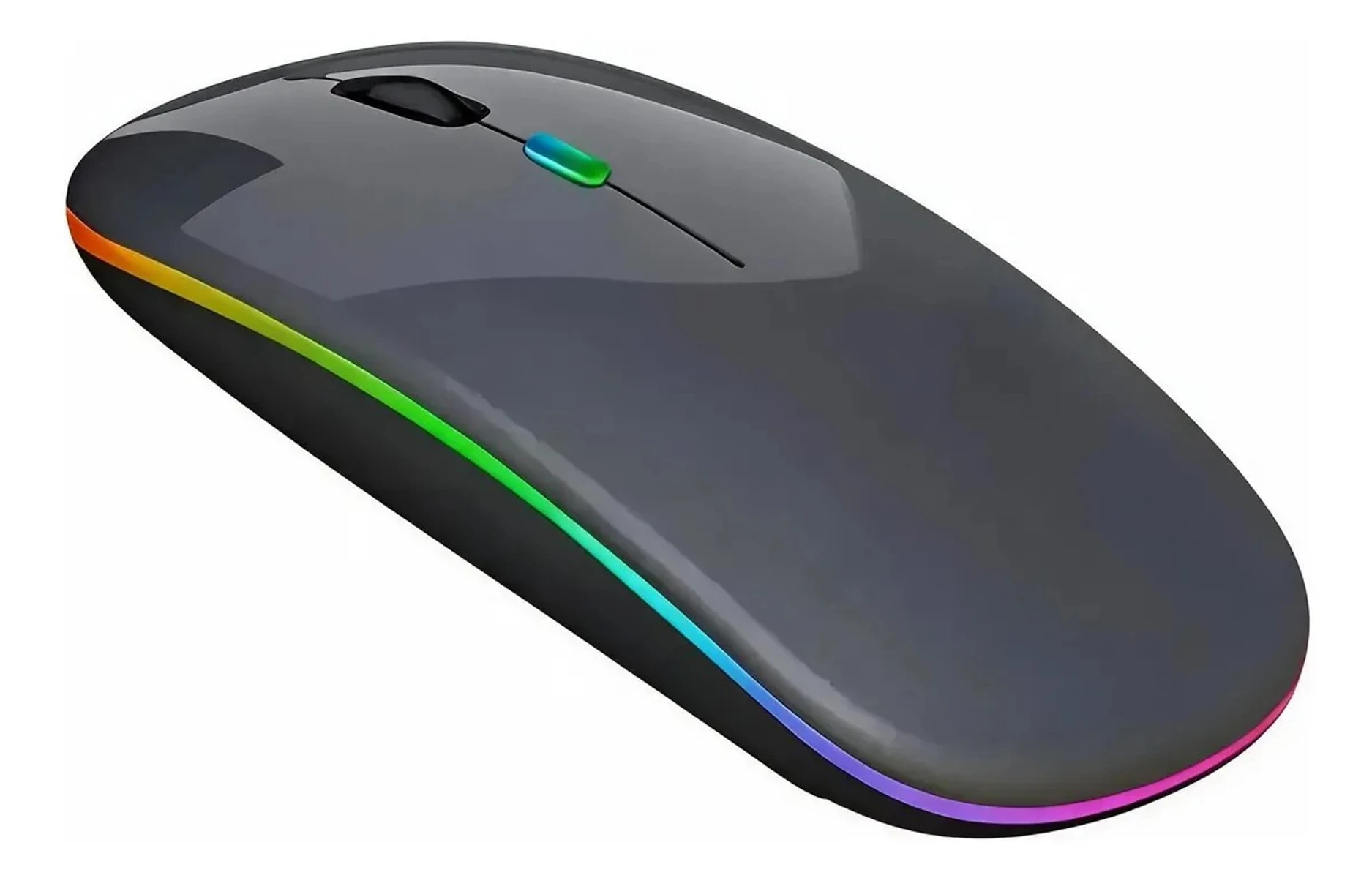 Mouse Inalámbrico Recargable Bluetooth Led Rgb Pc Tablet - GRIS OSCURO 