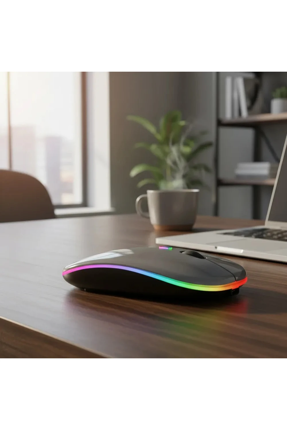 Mouse Inalámbrico Recargable Bluetooth Led Rgb Pc Tablet GRIS OSCURO