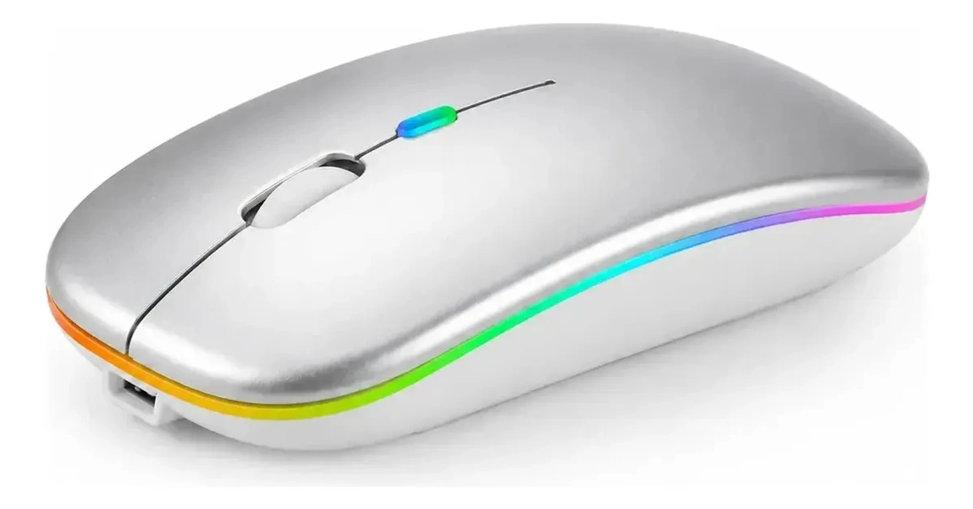 Mouse Inalámbrico Recargable Bluetooth Led Rgb Pc Tablet - GRIS 