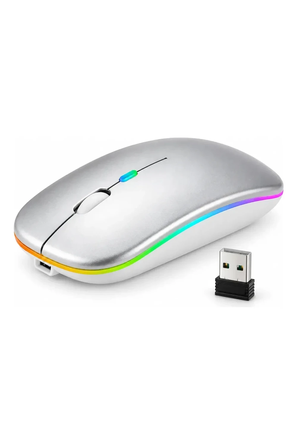 Mouse Inalámbrico Recargable Bluetooth Led Rgb Pc Tablet GRIS