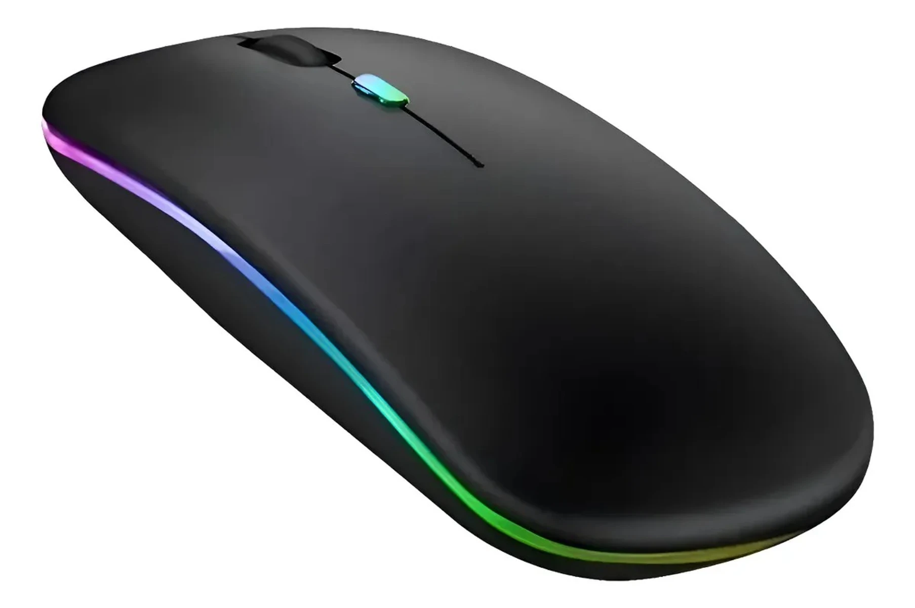 Mouse Inalámbrico Recargable Bluetooth Led Rgb Pc Tablet - NEGRO 