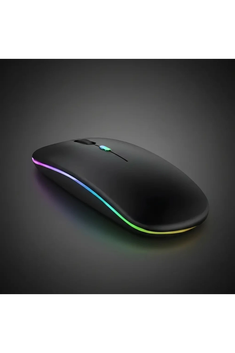 Mouse Inalámbrico Recargable Bluetooth Led Rgb Pc Tablet NEGRO