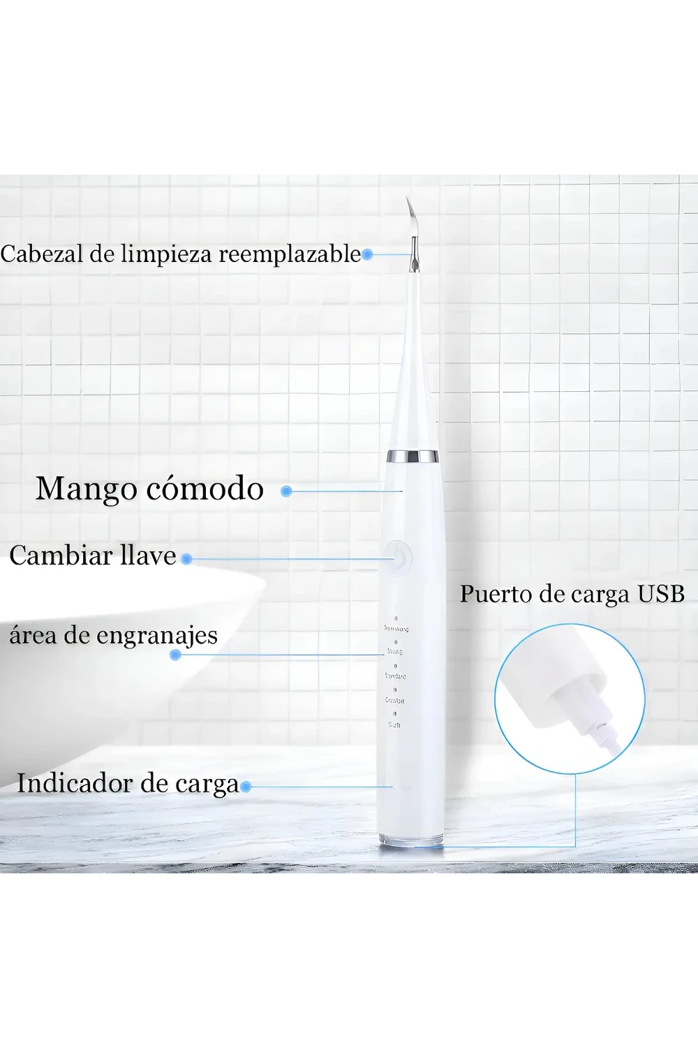 Limpiador Dental Eléctrico Ultrasónico Removedor Sarro Usb Limpiador Dental Eléctrico Ultrasónico Removedor Sarro Usb