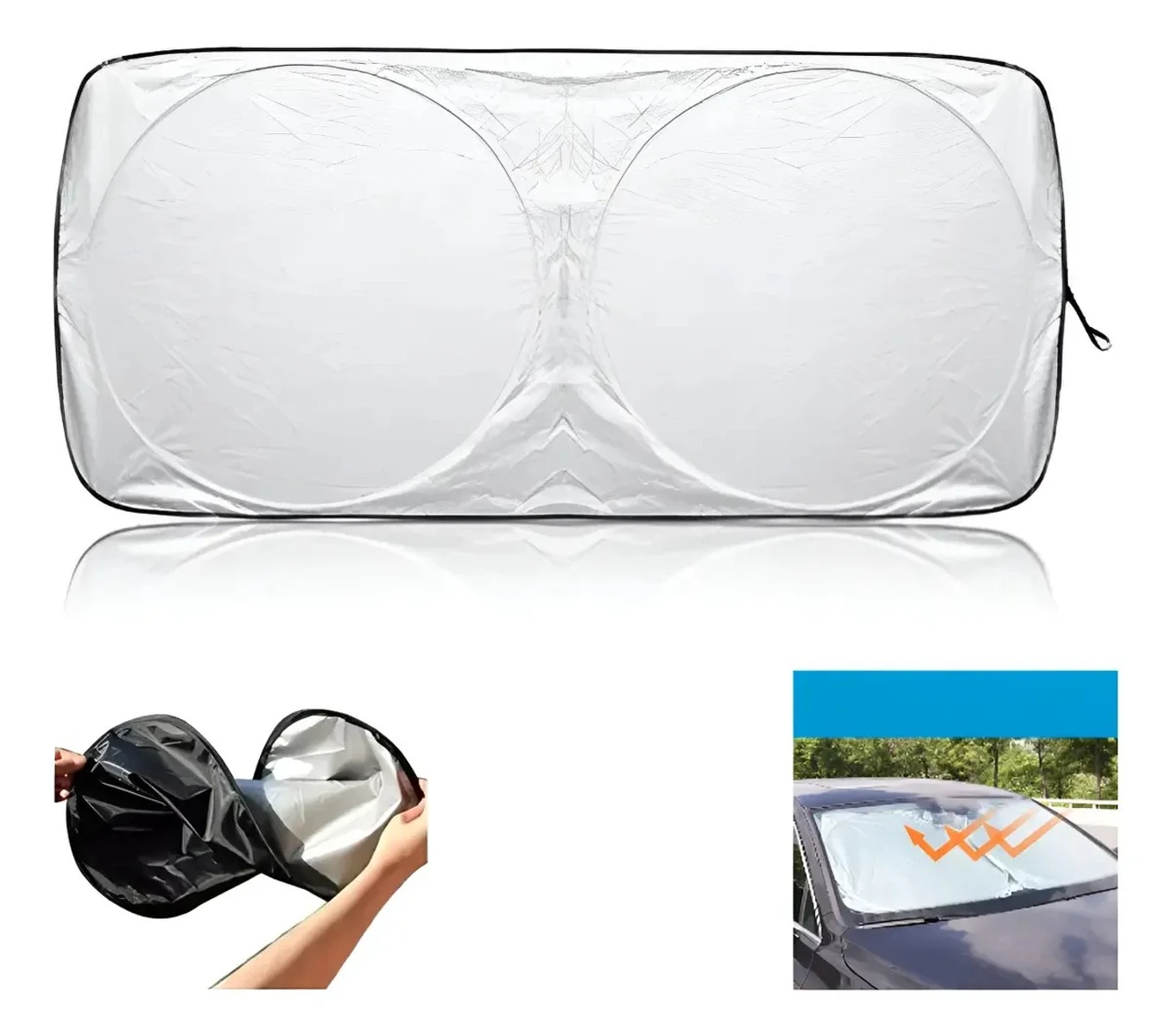 Parasol Para Autos Cortina Grande 150x70cm Plegable Portatil 