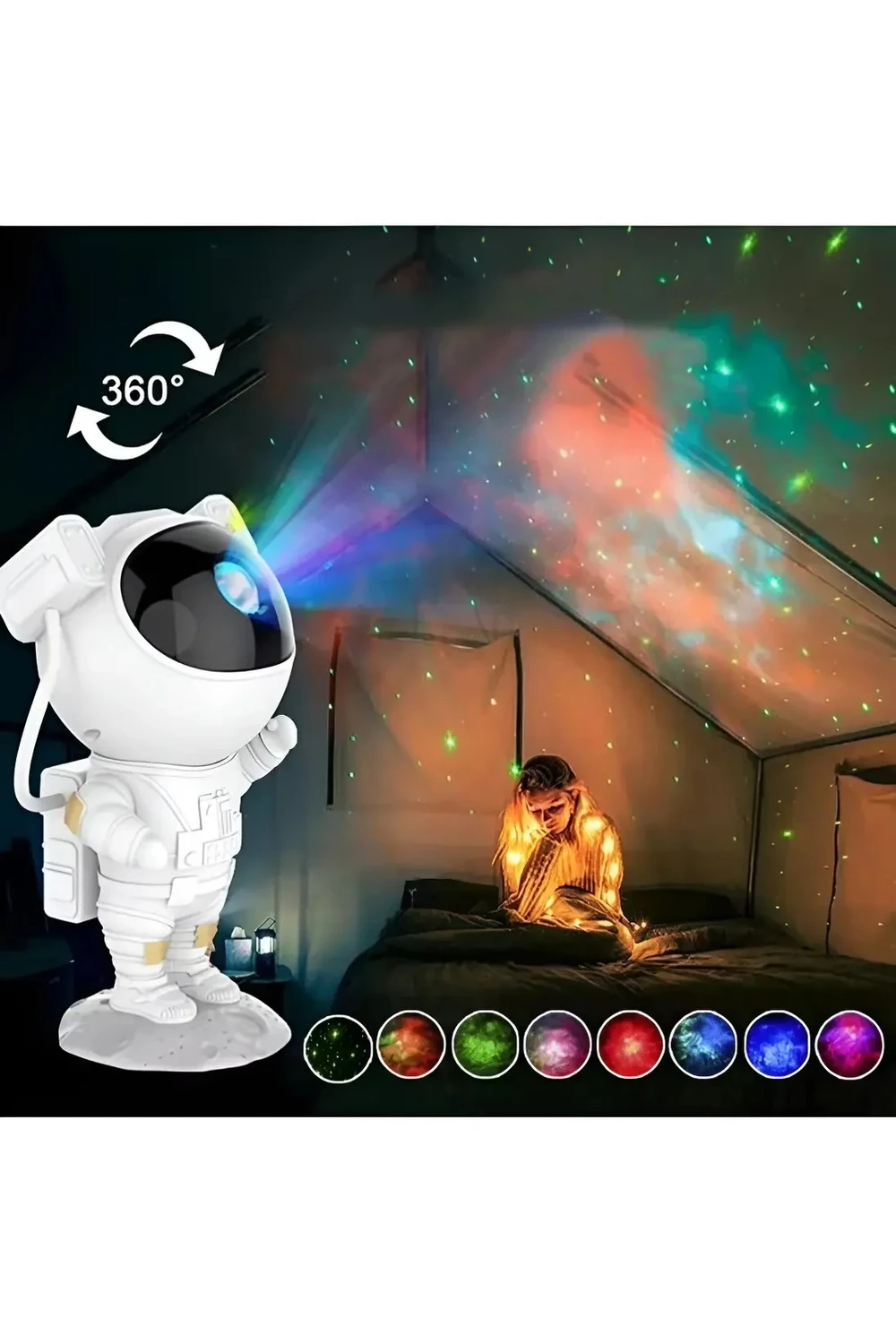 Proyector Robot Astronauta Led Estrellas Luz Techo Nocturno Proyector Robot Astronauta Led Estrellas Luz Techo Nocturno