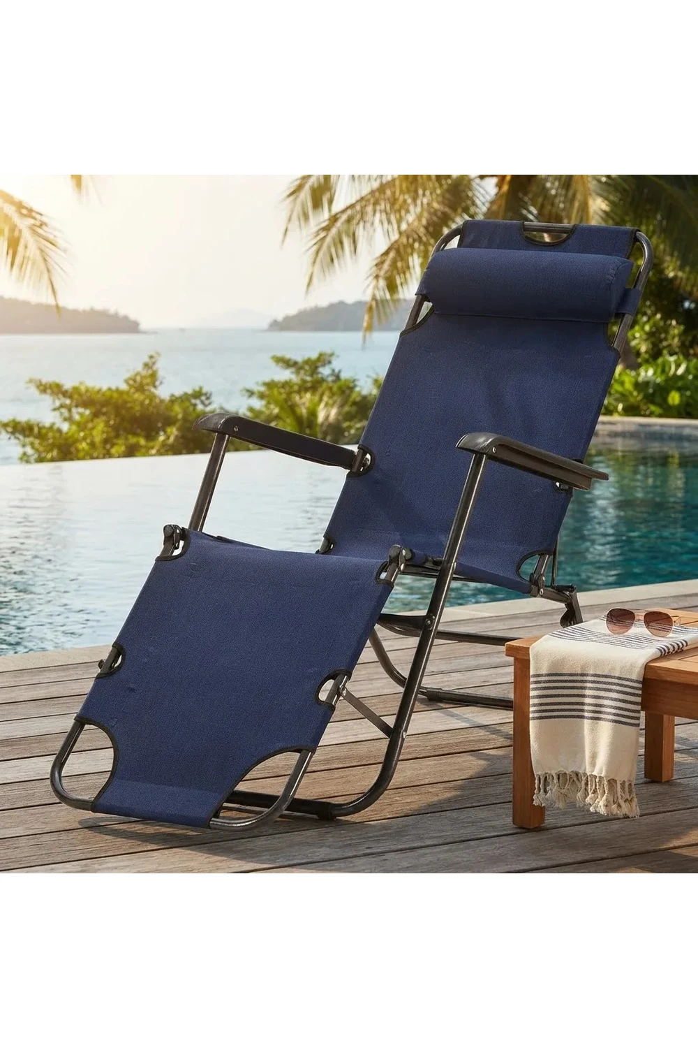 Silla Reposera Plegable Reforzada Playa Camping Piscina AZUL