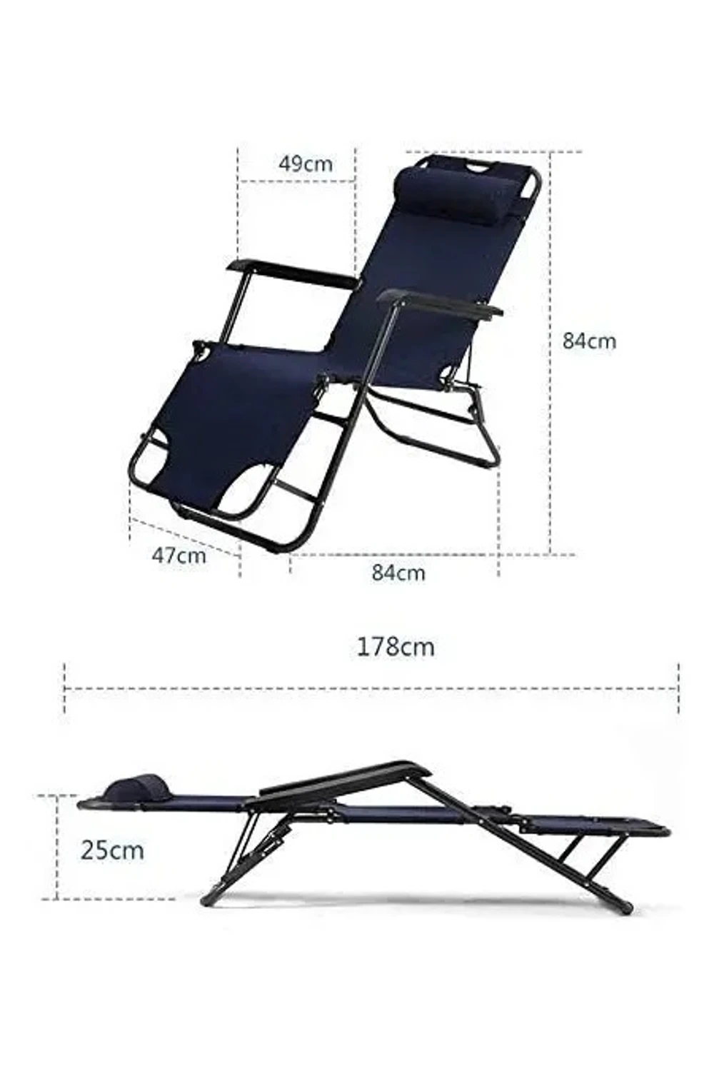 Silla Reposera Plegable Reforzada Playa Camping Piscina AZUL
