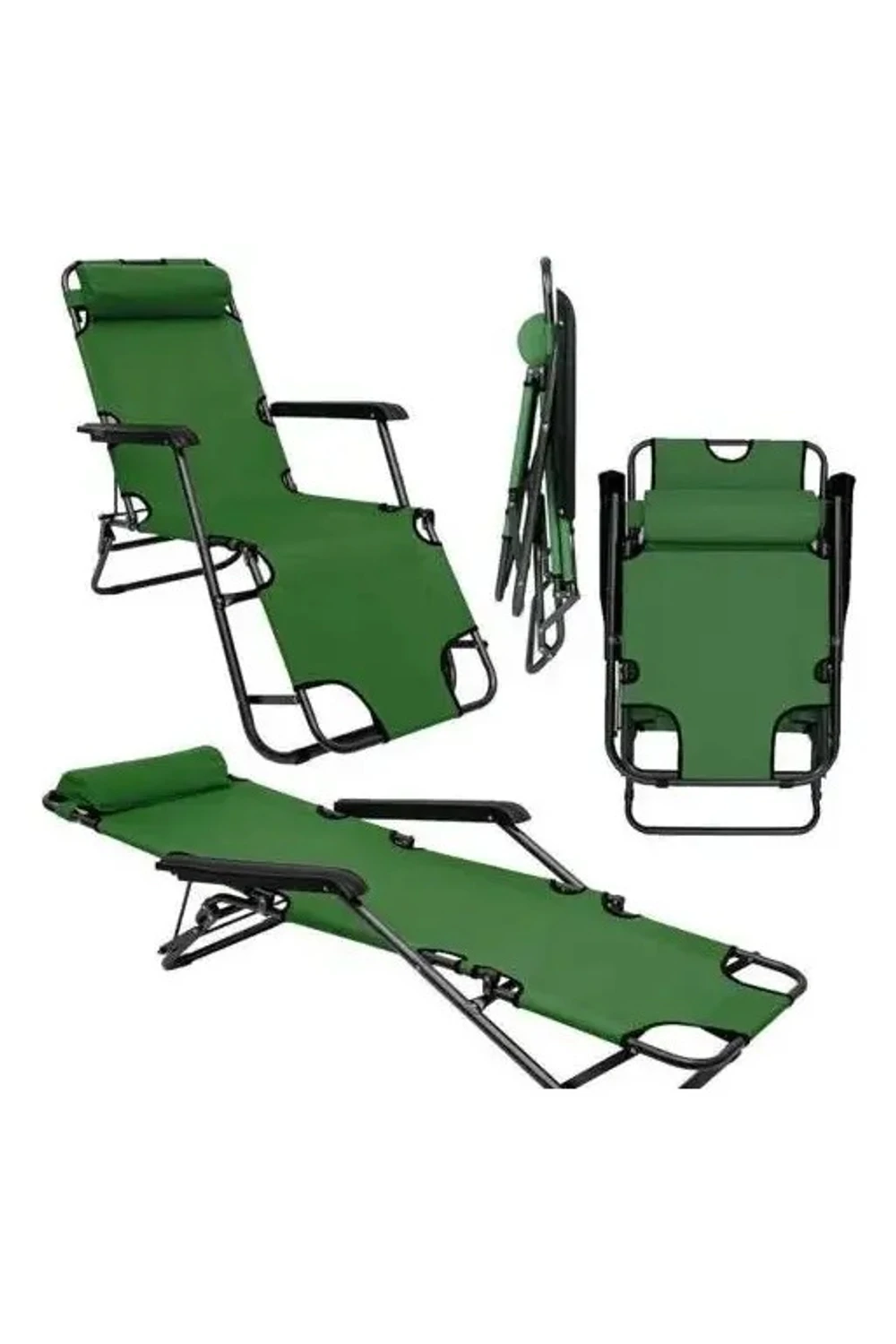 Silla Reposera Plegable Reforzada Playa Camping Piscina VERDE